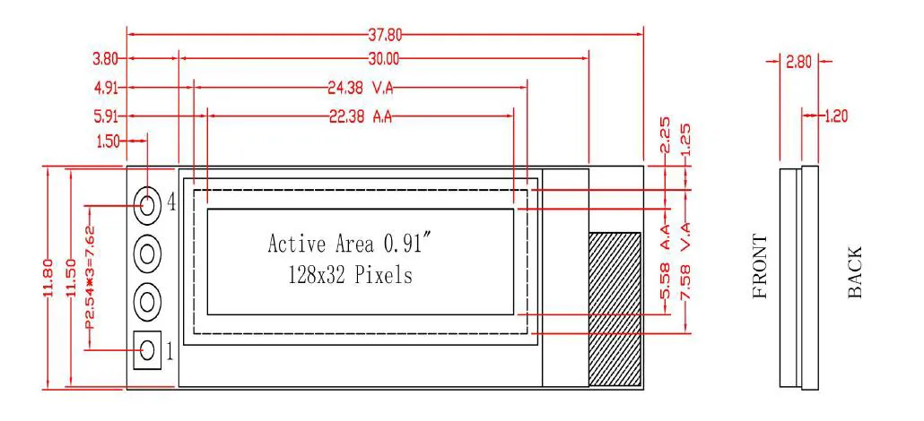 0.91 Inch 128X32 OLED Screen SSD1306 Driver Serial Modules Display with White/Blue Color