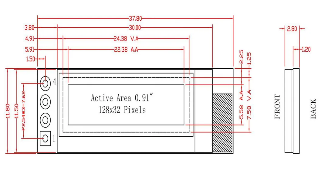 0.91 Inch Pm OLED with 128*32 Dots, Iic Interface and SSD1306 IC Driver