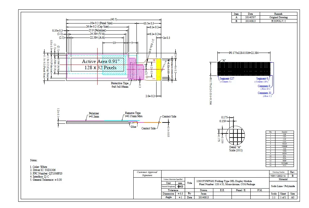 0.91" OLED Display Module OLED 128*32 SSD1306