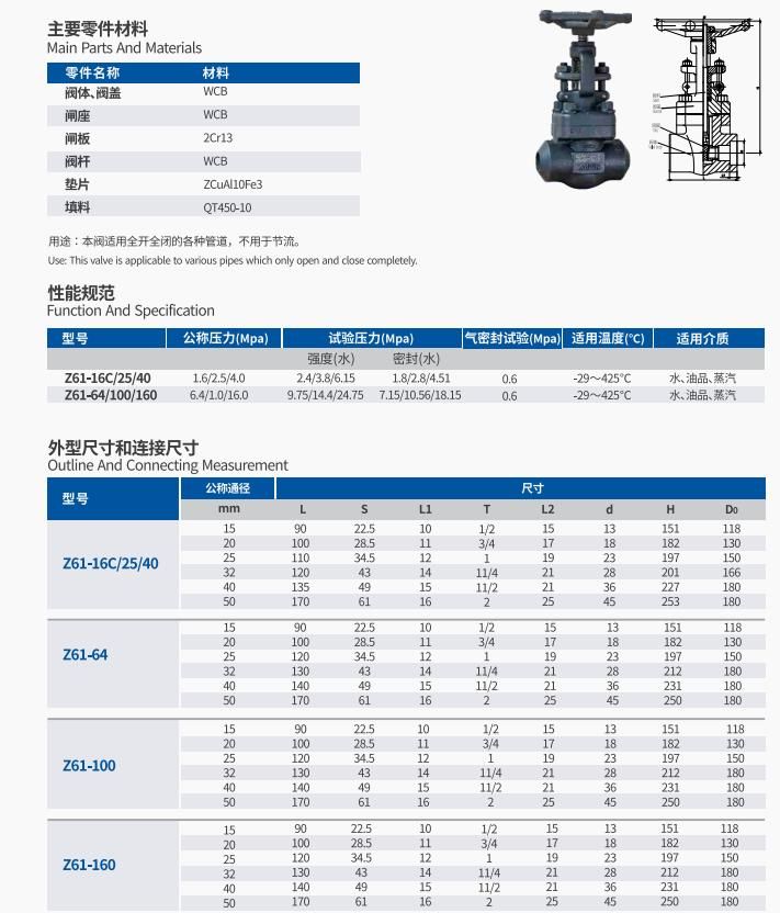 A105 Carbon Steel High Pressure Welding Gate Valve