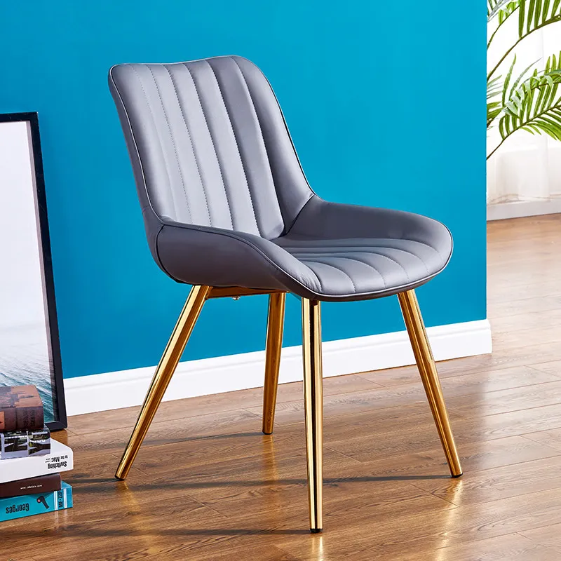 Chairs Modern Home Furniture Golden Tube Dining Chairs Leather and Metal Chair