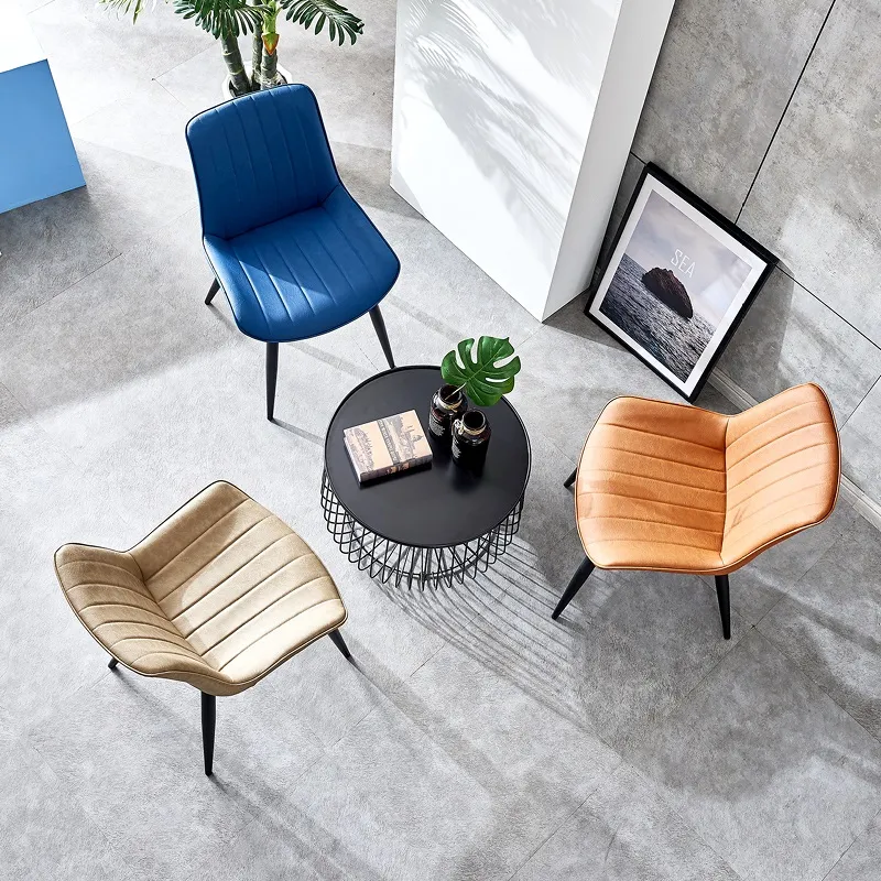 Chairs Modern Home Furniture Golden Tube Dining Chairs Leather and Metal Chair