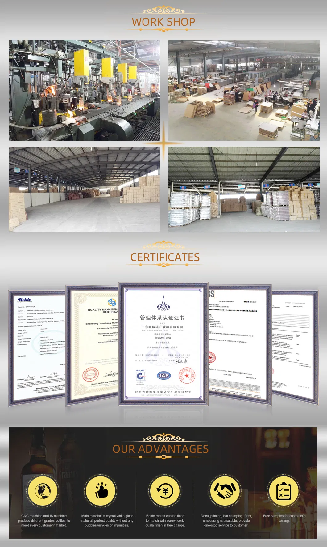 Empty 2000ml 2 Liter Glass Whiskey Bottle with Screw Cap