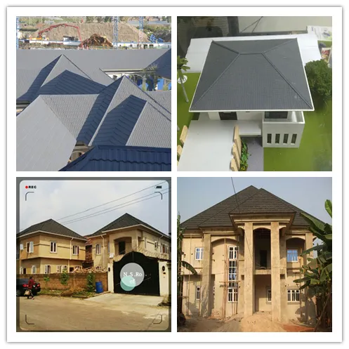 Nigeria Kenya Tanzania Building Material Colorful Stone Coated Metal Roofing Tile, Polished Bent Stone Metal Roof Tiles